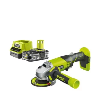RYOBI Pack Meuleuse d'angle 18 V OnePlus R18AG-0 - 1 Batterie 2.5Ah - 1 Chargeur rapide RC18120-125