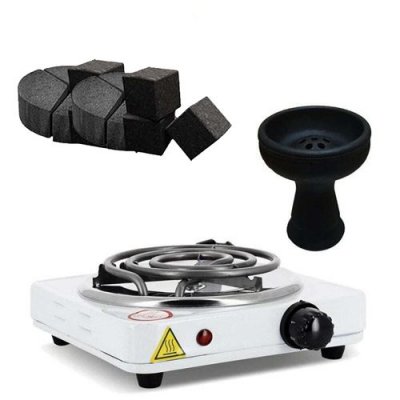 GENERIQUE pack mod chicha syst&egrave;me de plaque de chauffe allume charbon foyer silicone et charbon coco 