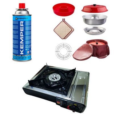 OMNIA PACK  Four et accessoires + INCASA R&eacute;chaud &agrave; gaz portable + KEMPER 2 Cartouches de gaz