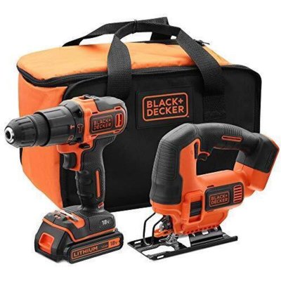 BLACK & DECKER Pack Perceuse et Scie Sauteuse sans Fils BLACK AND DECKER 18V