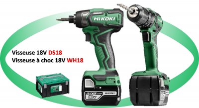 HIKOKI Pack Perceuse Visseuse 18v 5ah Et Visseuse &Agrave; Choc 18v