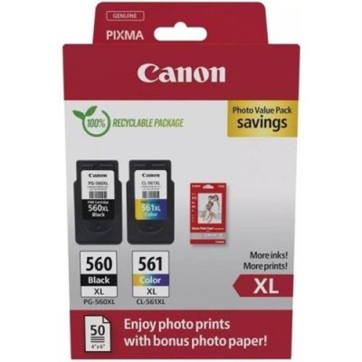 CANON PACK PG560XL/CL561XL PVP SEC NOIRXL+COULXL+ 50fxGP501 10x15