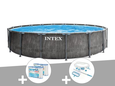 INTEX Pack piscine tubulaire Baltik ronde 5,49 x 1,22 m + 6 cartouches de filtration + Kit d'entretien