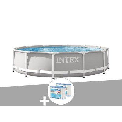 INTEX Pack piscine tubulaire Prism Frame ronde 3,66 x 0,76 m + 6 cartouches de filtration