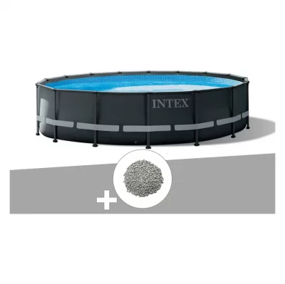 INTEX Pack piscine tubulaire Ultra XTR Frame ronde 4,88 x 1,22 m + 20 kg de z&eacute;olite