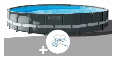 INTEX Pack piscine tubulaire Ultra XTR Frame ronde 6,10 x 1,22 m + Kit d'entretien