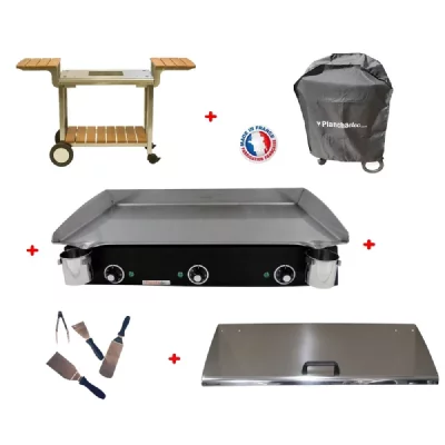 PLANCHAELEC Pack plancha &eacute;lectrique  lux 830 carbon - chariot bois/inox