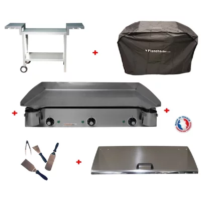 PLANCHAELEC Pack plancha &eacute;lectrique  LUX 830 INOX - CHARIOT ODEON 830 