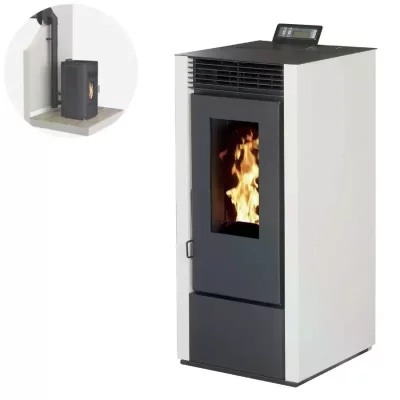 INTERSTOVES Pack Po&ecirc;le &agrave; granules MARINA 14KW Etanche + Kit Conduit Ventouse - Blanc