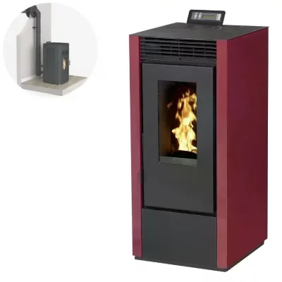 INTERSTOVES Pack Po&ecirc;le &agrave; granules MARINA 14KW Etanche + Kit Conduit Ventouse - Bordeaux