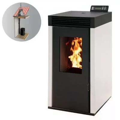 INTERSTOVES Pack Po&ecirc;le &agrave; granules MARINA 6KW Etanche + Kit Conduit 80/125 - Blanc