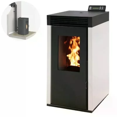 INTERSTOVES Pack Po&ecirc;le &agrave; granules MARINA 6KW Etanche + Kit Conduit Ventouse - Blanc