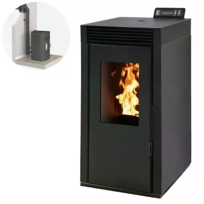 INTERSTOVES Pack Po&ecirc;le &agrave; granules MARINA 6KW Etanche + Kit Conduit Ventouse - Noir