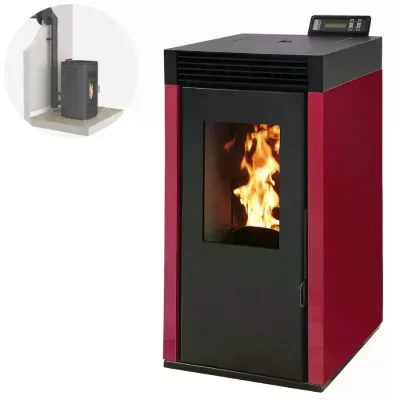 INTERSTOVES Pack Po&ecirc;le &agrave; granules MARINA 8KW Etanche + Kit Conduit Ventouse - Bordeaux