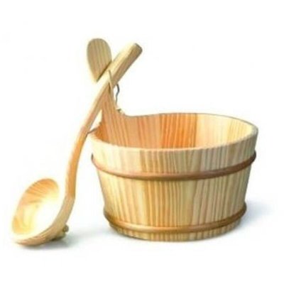 DESINEO Pack pour sauna Seau/louche Sablier Harvia Eucalyptus Thermom&egrave;tre