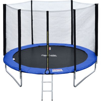 HAPPY GARDEN Pack Premium Trampoline &Oslash;245cm bleu et vert avec filet + &eacute;chelle + b&acirc;che + kit d'ancrage