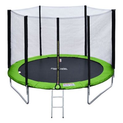 HAPPY GARDEN Pack Premium Trampoline &Oslash;245cm vert et bleu avec filet + &eacute;chelle + b&acirc;che + kit d'ancrage