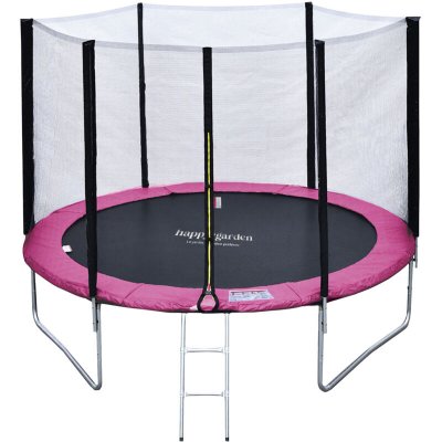 Pack Premium Trampoline &Oslash;305cm rose et gris avec filet + &eacute;chelle + b&acirc;che + kit d'ancrage