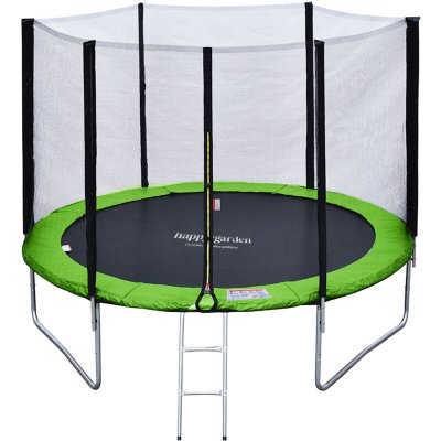 HAPPY GARDEN Pack Premium Trampoline &Oslash;305cm vert et bleu avec filet + &eacute;chelle + b&acirc;che + kit d'ancrage