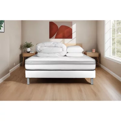 VITALIT Pack pr&ecirc;t &agrave; dormir 140 x 200 cm Mousse VITAL RELAX - 18 cm - Ferme - sommier kit Blanc