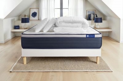 ACTISOM Pack pr&ecirc;t &agrave; dormir 140x200 cm sommier kit blanc