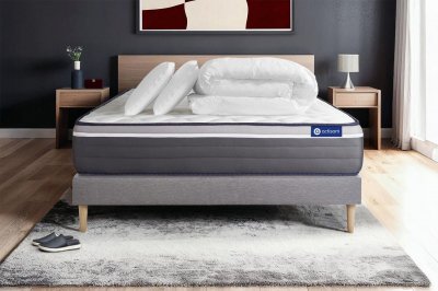 ACTISOM Pack pr&ecirc;t &agrave; dormir 160x200 cm sommier kit gris
