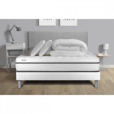 VITALIT Pack pr&ecirc;t a dormir VITAL SPA 140 x 200 cm sommier Kit blanc