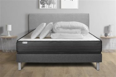 VITALIT Pack pr&ecirc;t a dormir VITALPOWER 140 x 200 cm sommier Kit gris