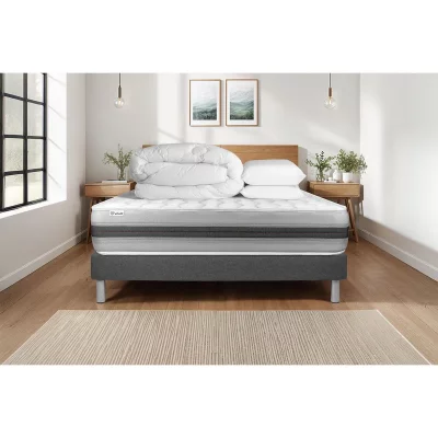 VITALIT Pack pr&ecirc;t a dormir VITALSPRING RECOVER sommier Kit gris