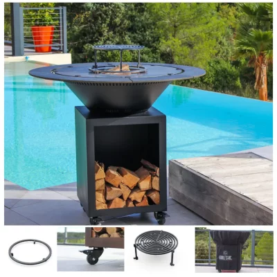 GRILL CHIC Pack Printemps Brasero Classique Acier 103 Noir Double Cuve