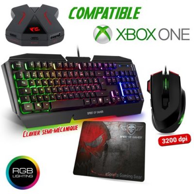 SPIRIT OF GAMER Pack Pro -  - Pro-K5 - Clavier semi-m&eacute;canique - Souris RGB - Tapis anti-d&eacute;rapant