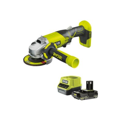 RYOBI Pack  Meuleuse d'angle R18AG-0-18 V OnePlus - 1 batterie 2.0Ah - 1 chargeur rapide RC18120-120
