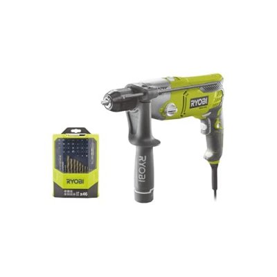 RYOBI Pack  Perceuse &agrave; percussion RPD1010K - 1010W - coffret de 46 accessoires mixtes - RAK46MIX