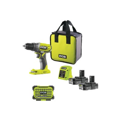RYOBI Pack  - Perceuse Visseuse R18DD2-220S - 18V One Plus - 2 batteries 2,0Ah - 1 chargeur - Coffre