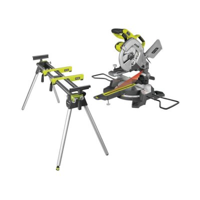 RYOBI Pack Scie &agrave; onglet radiale &eacute;lectrique - 2000W - 254mm - EMS254L - Support universel RLS02
