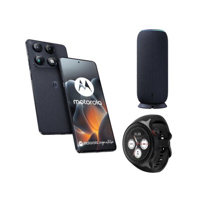 MOTOROLA Pack Signature 512Go Bleu Carbon + Sound Flow + Watch noire