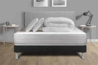 VITALIT Pack sommier kit matelas M&eacute;moire de forme 180x200 Noir Complet