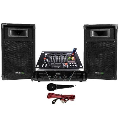 IBIZA SOUND Pack Sono ampli + enceintes 500W + Table de mixage