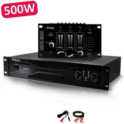 IBIZA SOUND Pack sono dj amplificateur 500w  sa500 + table de mixage mix800 + c&acirc;blages rca + pc
