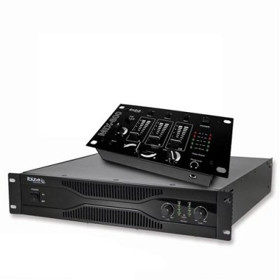 IBIZA SOUND Pack sonorisation amplificateur 500w sa500 + table de mixage 3 voies 5 entr&eacute;es mix800