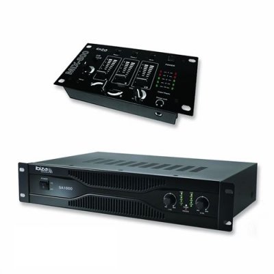 IBIZA SOUND Pack sonorisation amplificateur 700w sa1000 + table de mixage 3 voies 5 entr&eacute;es mix800