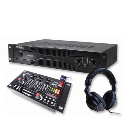IBIZA SOUND Pack sonorisation amplificateur 700w sa1000 + table de mixage 4 voies 7 entr&eacute;es + casque