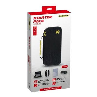AKUMA Pack Starter Housse rigide Cyber S12 Noir pour Nintendo Switch 2 + Protections