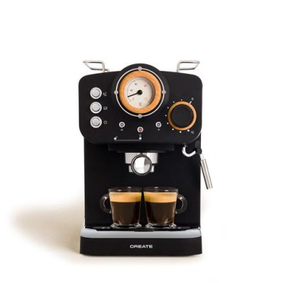  Pack TOAST RETRO Grille-pain + THERA RETRO Cafeti&egrave;re express finition mate - Noir