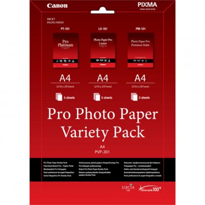 CANON Pack vari&eacute;t&eacute; de papier photo A4 Pro  PVP- 201 - 15 feuilles