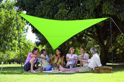 JARDILINE Pack voile d'ombrage triangulaire de 5m de c&ocirc;t&eacute;vert pomme 