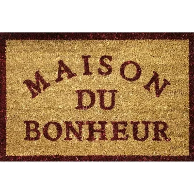 TAPIS DECO Paillasson coco 40 cm x 60 cm BONHEUR