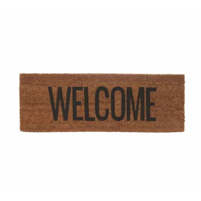 PRESENT TIME Paillasson Welcome en fibre de coco - 26 x 75 - Noir