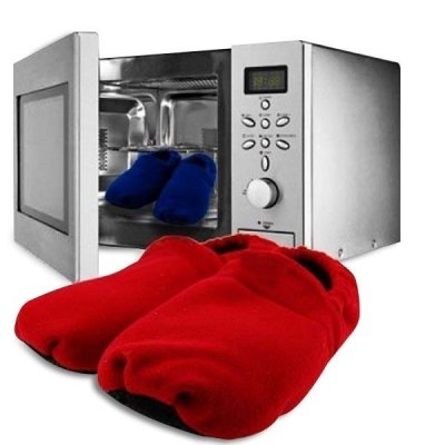 GENERIQUE Paire chaussons chauffants micro-ondes rouge 