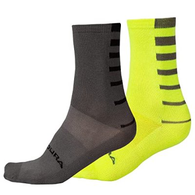 ENDURA Paire de chaussettes coolmax rayees jaune gris